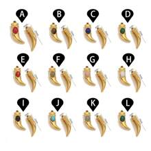 1 Pc 304 Stainless Steel Chili Sickle Shaped Pendant Inlaid With Natural Stone 18k Gold-Plated Pendant For Women To Wear Accessories DIY Pendant