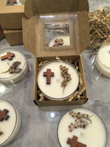 Velas de cera de soja natural con forma de cruz y de madera, aptas para uso en interiores y exteriores, excelentes para fiestas al aire libre, campamentos, ceremonias de oración, decoración de habitaciones