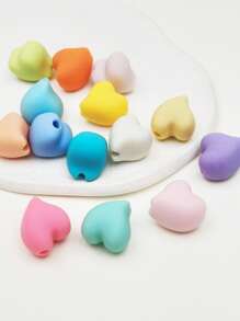 10pcs Sweet & Cute Colorful Heart Shape Beads, DIY Jewelry Making & Decoration Beads, Can Be Used For Necklaces, Bracelets, Earrings, Keychains, Phone Chains, Bag Charms