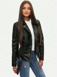 Chaqueta lisa para mujer, con cierre de cremallera y manga larga, de moda para el verano