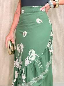 Saia Feminina Envelope Estampada - Verde - Visão 2