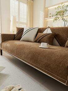1pc All Season Sofa Cushion Cover, Modern Minimalist Anti-Slip Sofa Seat Protector, Dust-Proof Washable Sofa Slipcover, Deep Coffee Color Soft Non-Fading Non-Shedding Pet-Friendly Decorative Couch Cover, Adjustable For Corner Sofa, Suitable For Bedroom, Office, Living Room, L-Shaped Sofa And 1-2-3-4 Seater Sofas