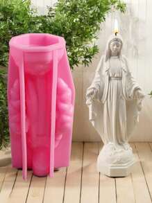 Molde de silicona con figura de Virgen María en 3D, molde de silicona decorativo en forma de candelabro de yeso para manualidades DIY, molde de silicona de decoración para el hogar