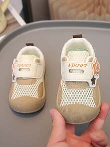 1 Pair Infant Star Mesh Patchwork Hook & Loop Fastener Adorable Fashion Sport Shoes, Suitable For Babies And Toddlers, Spring/Summer, Everyday Wear