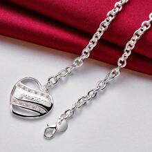 Charm Silver Heart Shaped Love Pendant Necklace For Women Fashion Wedding Party Charm Jewelry