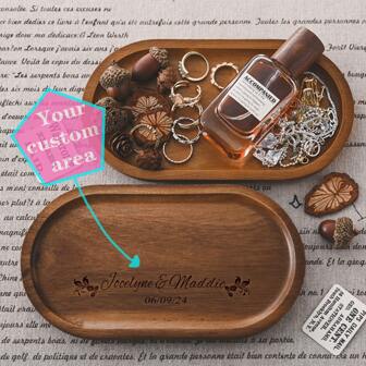 Vassoio ovale in legno personalizzato, vassoio portaoggetti per gioielli/cosmetici, regalo per moglie, fidanzata, migliore amica, anziani, regalo aziendale, compleanno, vacanza, regalo per una nuova casa, matrimonio, ritorno a scuola