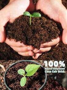 1pc Seedling Block,Organic Plants Coir Brick,Coconut Coir Bricks Premium 100% Organic Peat Moss Mix,Vegetable Soil Bed,Planting Media,Fiber Coconut Husk For Planting, Gardening, Potting Soil Substrate,Seeds,Garden,Flowers,Vegetables,Worm Bedding Composting,Coconut Fibre