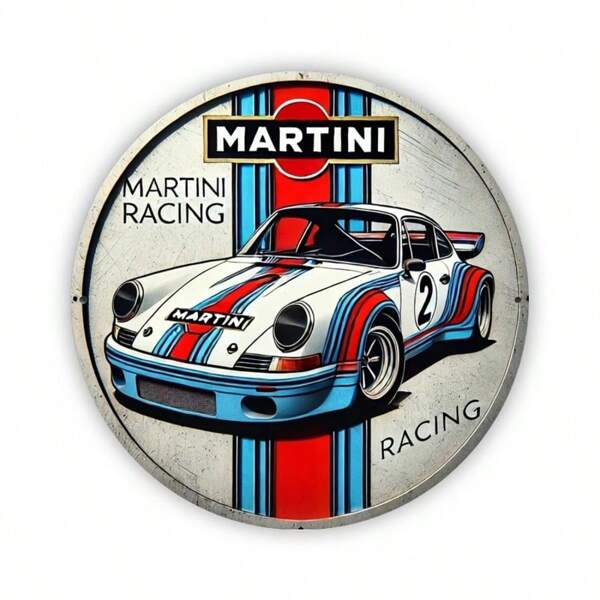 Decoração de quarto Placa de metal com tema de corrida de Martini, arte de parede gravada em folha metálica, para quarto, cozinha, sala de jogos, varanda, jardim, alpendre, bar, restaurante, café, clube, academia, banheiro, área de lazer, escritório, garagem e decoração de pátio