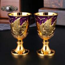 1pc Vintage European-Style Sailing Ship Design Metal Stemmed Glass, Ideal For Wedding Anniversary, Drinking Red Wine, White Wine, Champagne, Wine, And Spirits