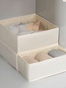 6 piezas, Caja de almacenamiento plegable de tela no tejida reforzada, caja pequeña de cajón, caja de almacenamiento plegable para armario, caja de almacenamiento para ropa interior, caja de organización de escritorio - Beis - Ver 8