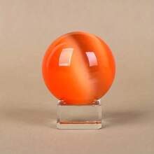 1pc Clear Crystal Glass Ball With Glass Base, Geometric Style Display Stand, Desktop Decor, Room & Home Decoration