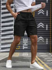 1pc Men's Summer Multi-Pocket Cargo Shorts,Casual Drawstring Waist Shorts For Outdoor Sports,Leisure