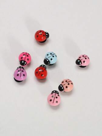 Set Of 8 Cute Multicolor Ladybug Shape Accessories, Ideal For Students, Delicate DIY Decoration, Suitable For Boys & Girls To Match With Summer Clogs, Sneakers, Bags, Toys & Clothing