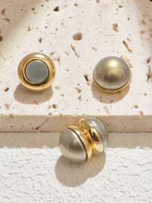 1 对女士磁性夹式耳环，个性化磁性耳钉，铁矿石磁性耳环，适合无耳洞女士，日常佩戴 - 圓形 - 查看 7