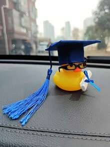 1 pieza Pato de goma divertido para decoración de auto, accesorio interior de coche interesante, adecuado como regalo de graduación - Multicolor - Ver 1