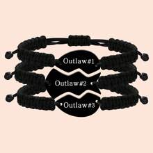 3 PCS Friendship Bracelets For 3 Best Friend Couples With Engraved Stainless Steel Adjustable Handmade Cord Relationship Bracelets For Daughters Family Besties Sisters Granddaughters