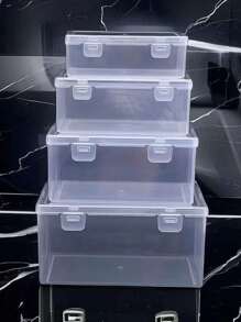 1pc Multi-Function Transparent Plastic Container Box - Various Sizes, For Organizing Beads, Crafts, Diamond Painting, Earphones, Cables, Chargers, Office Desktop Small Items Storage