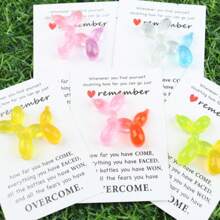 5pcs Cute Resin Balloon Dog Statues Decor With "Thank You For Helping Me Grow" Embracing Greeting Card, Good Luck Gift Idea For Family And Friends, Motivational Present