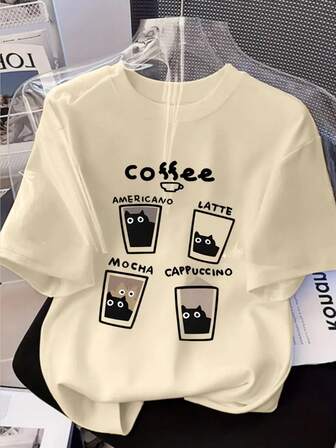 日式女式纯棉宽松圆领可爱卡通印花短袖T恤，百搭春夏季