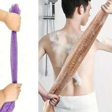 1pc Nylon Long Loofah Net Scrubber, Shower Back Scrubber, Self-Cleaning Bath Sponge Back To School
