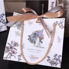 1 Stück/5 Stück/10 Stück elegante Geschenktüten mit Engelmotiv, Einkaufstüten, Papiertüten mit Henkel, Schleifendekor Einkaufstaschen, große weiße Geschenktüten für Halloween, Thanksgiving, Weihnachten, Neujahr, Hochzeit, Geburtstag, Weihnachtsfeier, Schmuck, Sommerhochzeit, Feiertage