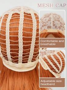Hermosa peluca naranja con raya central, corta y tipo bob hasta los hombros de 14 pulgadas, con capas finas y fibra sintética transpirable resistente al calor, ideal para uso diario, fiestas, bodas, natural, romántica, casual, calle, fácil de usar, con diseño antideslizante, peluca corta y recta adecuada para cualquier forma de rostro