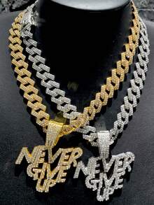 1 件项链水钻永不放弃吊坠项链感觉风格男士链式迈阿密项链男士 15 毫米冰晶嘻哈珠宝万圣节 - C款吊墜項鍊 - 查看 9