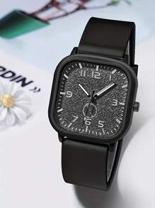 1 pieza Reloj de mujer de esfera cuadrada elegante y con estilo, con caja de acero inoxidable, correa de material TPU, esfera de cuarzo, acero inoxidable, apropiado para uso diario, temporada de graduación, regalo de cumpleaños