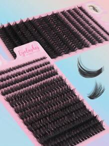 Fengxiu 280 Clusters 60D Lash Extension D Curl Cluster Lashes 8-16mm Eyelash Clusters Individual Lashes Natural Look Fluffy Lash Extensions Wispy Eyelashes Extensions DIY At Home