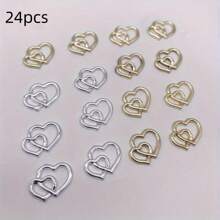 24pcs Electroplated Double Heart Wedding Heart Table Decoration (Gold+Silver) Heart