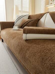 1pc All Season Sofa Cushion Cover, Modern Minimalist Anti-Slip Sofa Seat Protector, Dust-Proof Washable Sofa Slipcover, Deep Coffee Color Soft Non-Fading Non-Shedding Pet-Friendly Decorative Couch Cover, Adjustable For Corner Sofa, Suitable For Bedroom, Office, Living Room, L-Shaped Sofa And 1-2-3-4 Seater Sofas