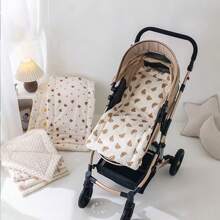 1pc Baby Stroller Seat Cushion, Breathable & Soft Baby Car Seat Liner, Soft Polyester Stroller Pad, Skin-Friendly Dotted Design, Thickened Non-Slip Baby Carriage Cotton Mat, Reversible Cradle Bed Mattress
