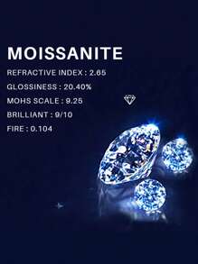 1 Par de Brincos de Moissanite de Prata Esterlina 925, Decoração de Joias, Presente para Dia das Mães, Dia dos Namorados, Casamento, Aniversário