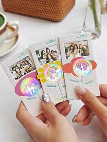 500pcs/Roll Purple Dreamy Unicorn Doodle Stickers, 1 Inch Round, Suitable For Girl's Heart Planner DIY Decoration, Handmade, First Day Of School - Multicolor - View 5