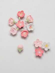 11 pezzi Decorazioni floreali a fiori di ciliegio carini, accessori alla moda e delicati, fai da te per studenti, adatti per feste di vacanza, zoccoli in legno, decorazioni per borse e vestiti - Multicolore - Visualizzare 3