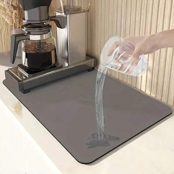 1pc Kitchen Drain Mat Absorbent Coffee Mat, Dish Drying Mat For Kitche Coffee Machine Coffee Pot, Insulated Anti-Scald Placemat Coffee Bar Accessories