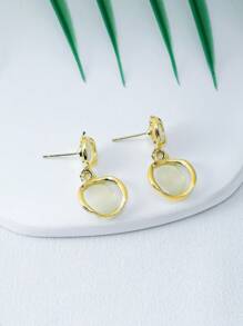 1 Pair Retro Chic Vintage Cat Eye Style Earrings, High-End Quality Daily Wear Accessories
