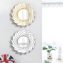 1/2 pezzi Specchio da parete rotondo stile bohémien da 25 cm, con superficie riflettente poligonale - perfetto per la decorazione della camera da letto e del soggiorno, senza alimentazione elettrica