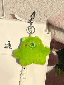 1 pieza (11cm/4,33in) Llavero con imagen de monstruo de nieve blanco y verde suave, lindo e interesante. Accesorio de cartón para mochila, bolso, maletín de estudiante, oficina, pareja, amigo, hermano, novia, hermana, madre, niña. Regalo sorpresa pequeño y exquisito para cumpleaños, festividades, aniversario, coche