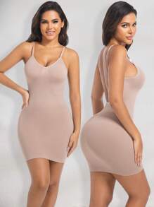 1pc Women's Seamless Shapewear Backless Dress For Tummy Control And Butt Lifting
