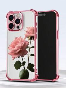 Funda para teléfono (1 unidad) con acabado dorado rosa, airbag, protección antigolpes, TPU transparente y gruesa, compatible con phone 16 Pro Max/16 Pro/16/13 Pro Max/12 Pro Max/11 y 15 Pro Max. 14ProMax/ - Rosa - Ver 5