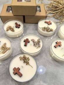Velas de cera de soja natural con forma de cruz y de madera, aptas para uso en interiores y exteriores, excelentes para fiestas al aire libre, campamentos, ceremonias de oración, decoración de habitaciones