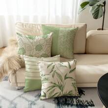 4 pièces Taie d'oreiller en velours doux, en matière de fibre de polyester hypoallergénique, disponible en plusieurs tailles, design floral frais, pour le printemps/l'été, avec fermeture éclair invisible. Convient pour la voiture, le chalet, la décoration de la maison, les coussins de canapé du salon (les inserts ne sont pas inclus)