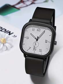 1 pieza Reloj de mujer de esfera cuadrada elegante y con estilo, con caja de acero inoxidable, correa de material TPU, esfera de cuarzo, acero inoxidable, apropiado para uso diario, temporada de graduación, regalo de cumpleaños