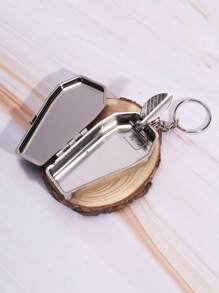 1pc Portable Ashtray Made Of Black And White Printed Stainless Steel Material, A Portable Smoking Accessory Gift, Gothic Coffin Appearance.
