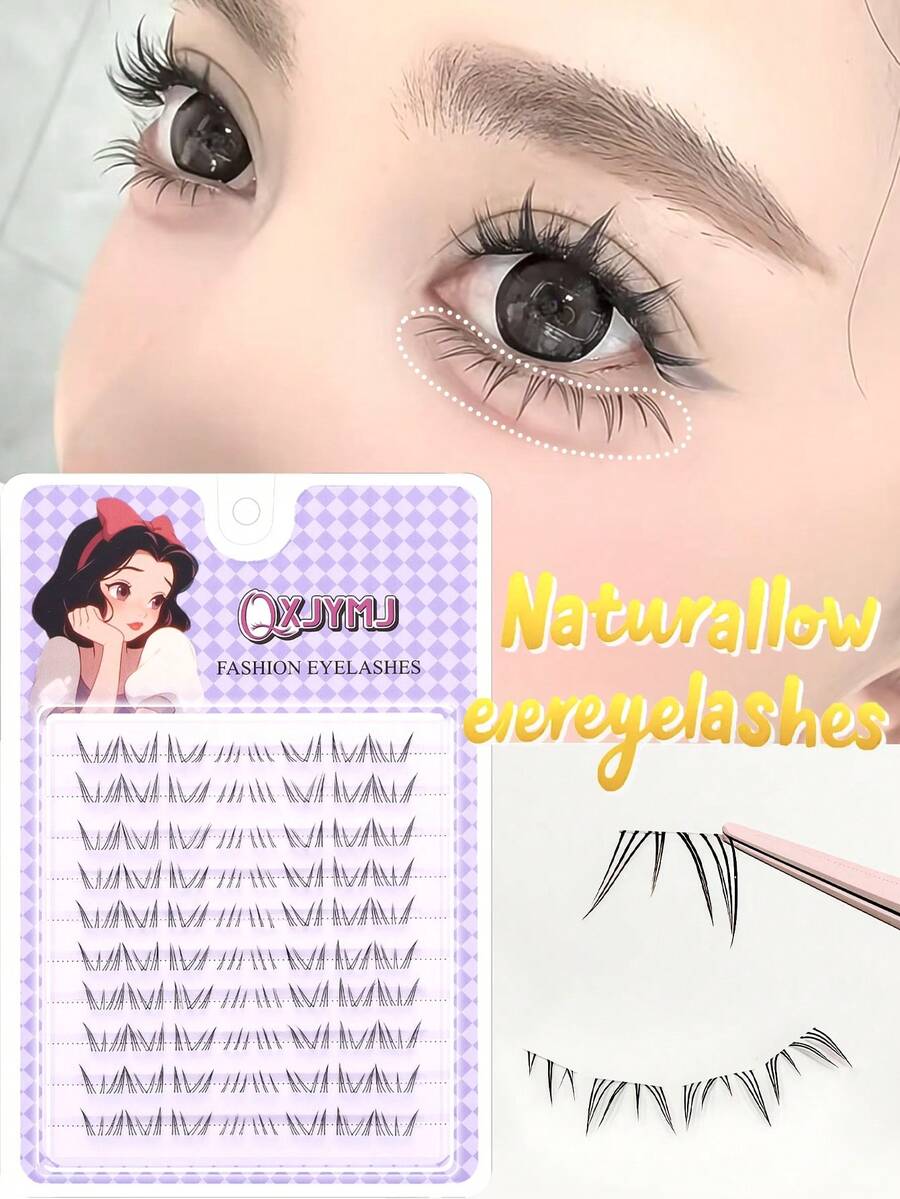 80 piezas de pestañas postizas naturales para parte inferior de los ojos, aspecto natural, adecuadas para principiantes, rizo C, color negro, tallo transparente y suave, pelaje de visón falso - C - Ver 1