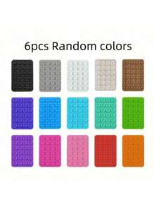 6 Pcs Silicone Suction Cup Holders - Multi-Function Non-Slip Adhesive Phone Holder Pads, Portable & Detachable Square Stand For Hands-Free Selfie & Video Recording Compatible With IPhone, Android Phone, Gift For Birthday, Family, Friends Phone Stand, Phone Accessories