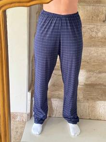 Women's Comfortable Cotton Plaid Sleepwear Pajama Pants - 淺藍色 - 查看 2