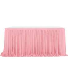 1pc Polyester Table Skirt, Suitable For Rectangular Tables, Wrinkle Resistant & Easy To Clean Ruffled Table Cloth, Ideal For Birthday Cake Tables, Banquets, Weddings, Bridal Showers And Various Party Celebrations - Multicolor - View 22