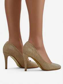 Glitter Women's Stiletto Heels - Gold - View 3
